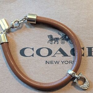 Coach Brown Leather Bracelet with Silver Accents